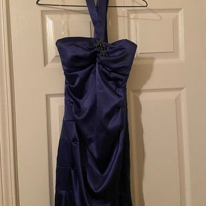 Blue mini satin dress